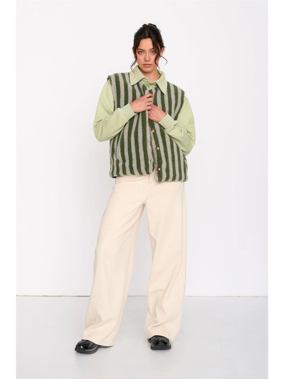Striped Gilet - Green