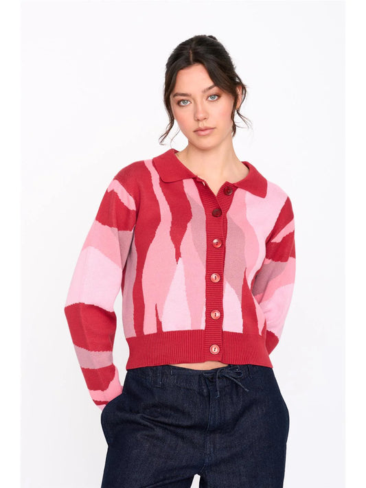 Cotton Knit Cardigan - Pink