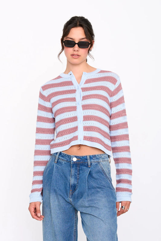 Striped Cardigan - Blue & Purple