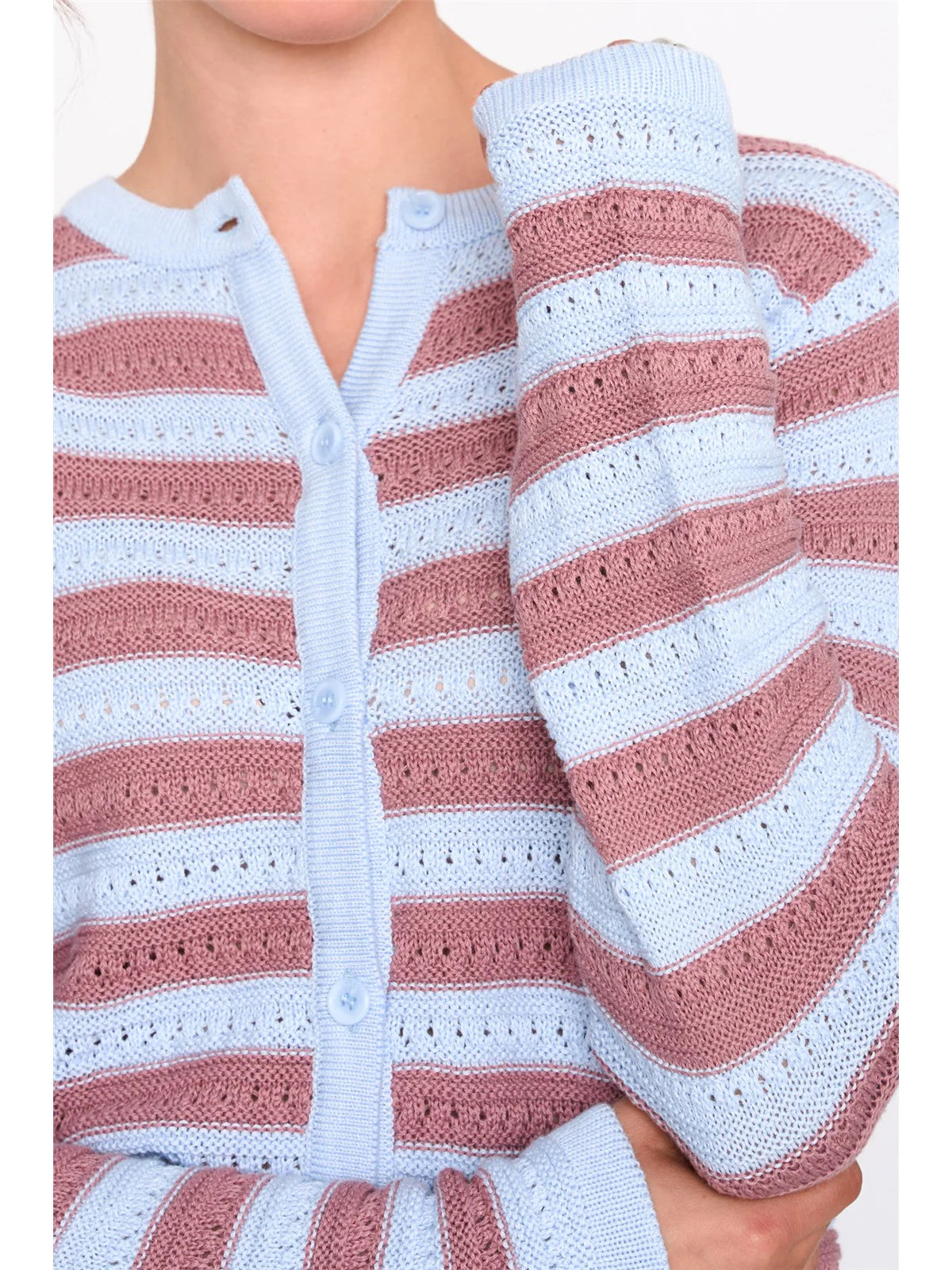Striped Cardigan - Blue & Purple