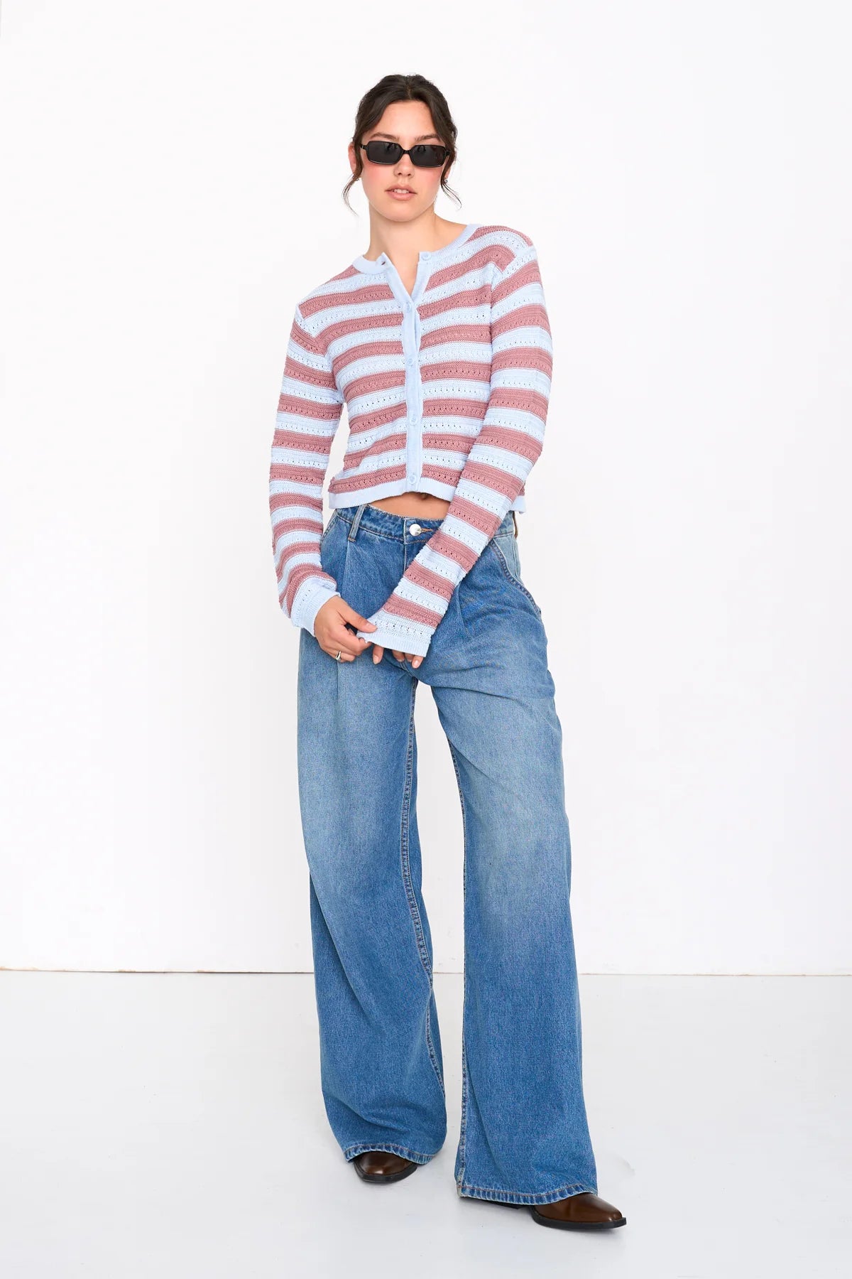 Striped Cardigan - Blue & Purple