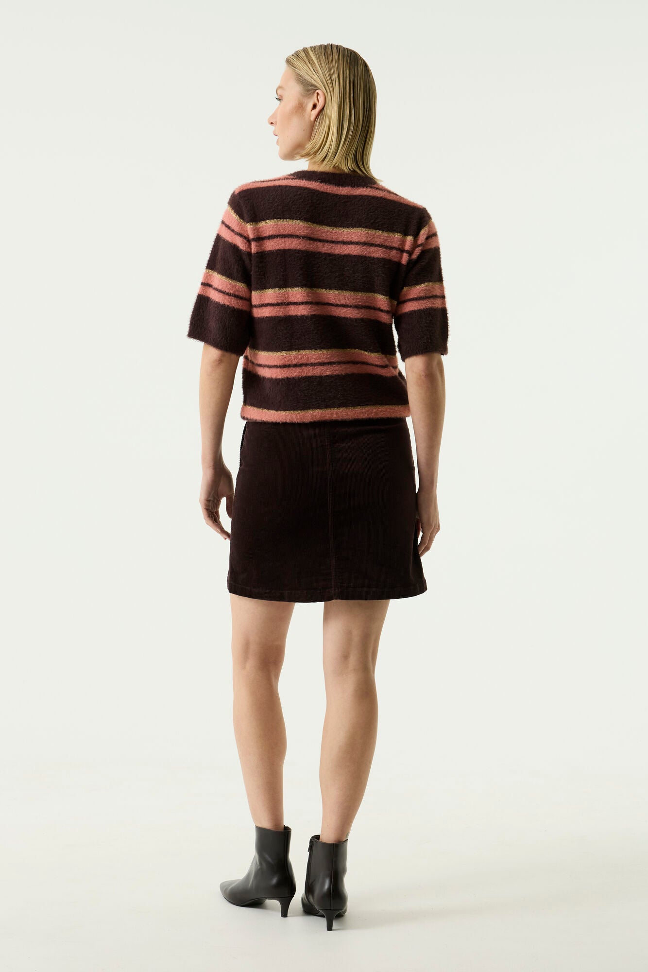 Hazel Bloom Pullover - Pink & Brown Stripe