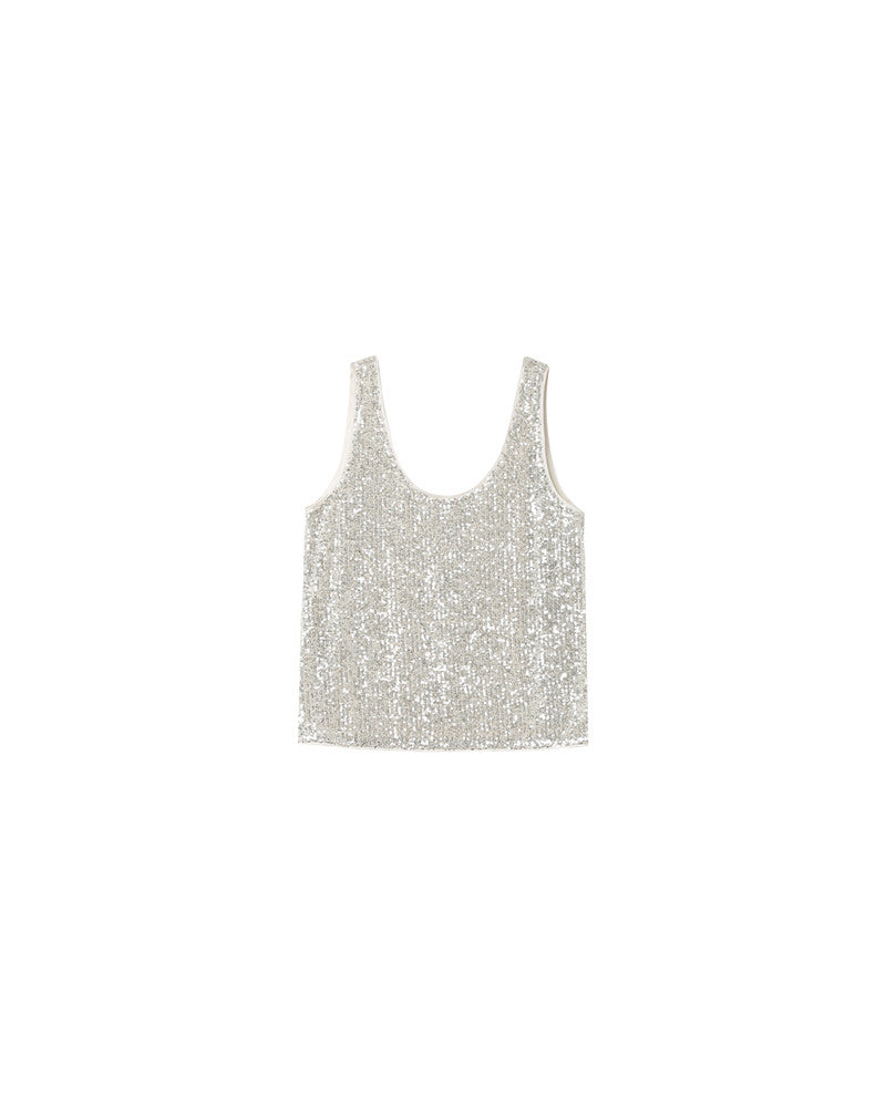 Ode Sequin Tank Top - Silver