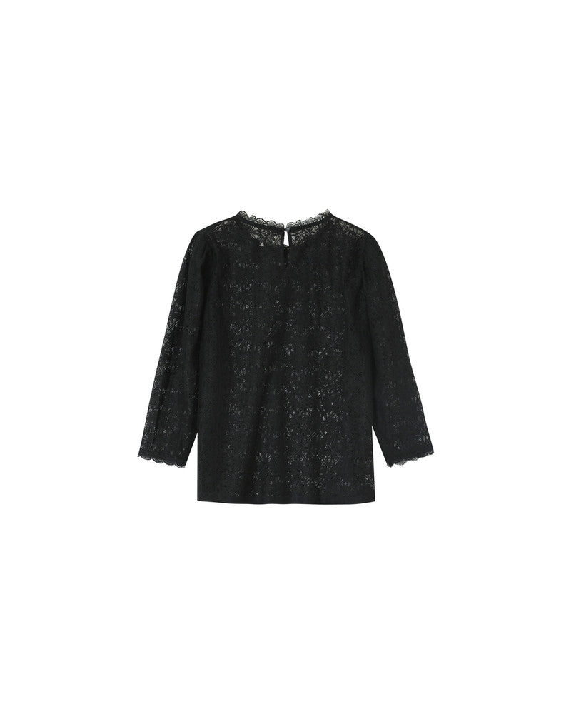 Navy Lace Top - Black