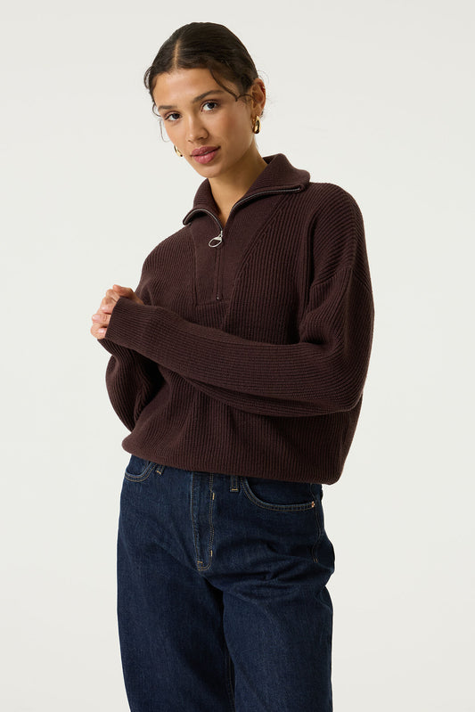 Half Zip Knit Jumper - Hazel Bloom