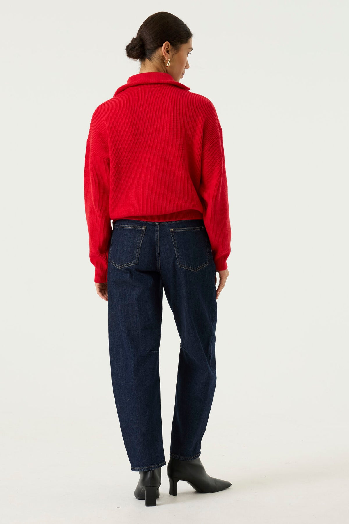 Half Zip Knit Jumper - Red Petal