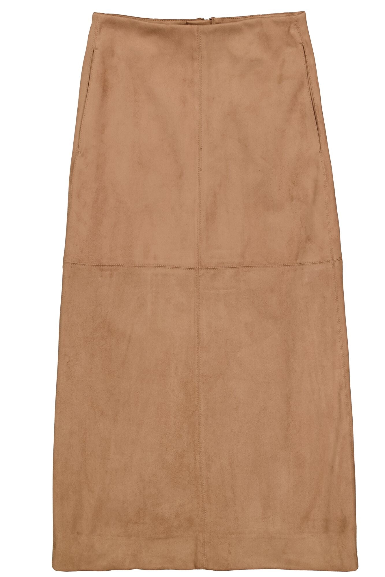 Suede Mid Length Skirt - Soft Taupe