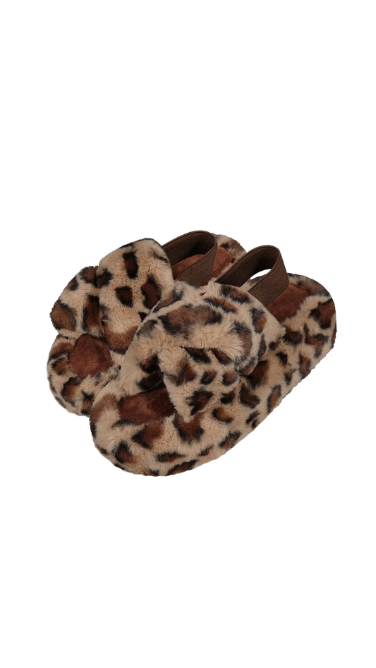 Chicku Slippers - Animal Print Brown